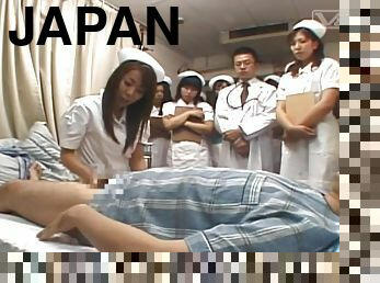 Japanese hospital nurse training day milking patient