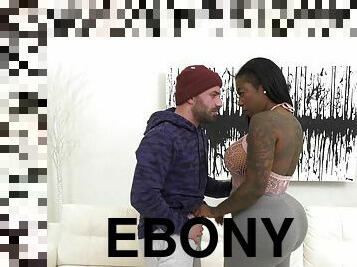 BBW ebony star Gogo Fukme spreads her legs for a white dick