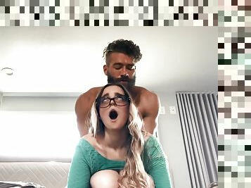 Big Naturals Shirt Showoff Xander Corvus, Codi Vore nerdy chick in eyeglasses with monster boobs