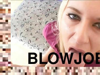 Blonde mom Riley Evans gives POV Blowjob - cumshot