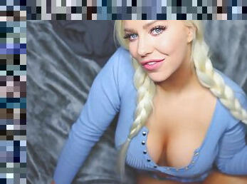 T.B. - Blonde and blue-eyed mom with large fake breasts - pigtails