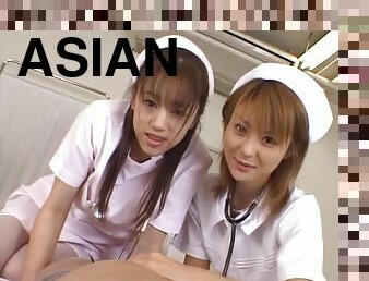 Asian nurses team up to pleasure a lucky patient - Naho Ozawa