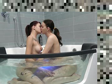 Lesbo friends Cinderella and Odell have fun in the jacuzzi. HD