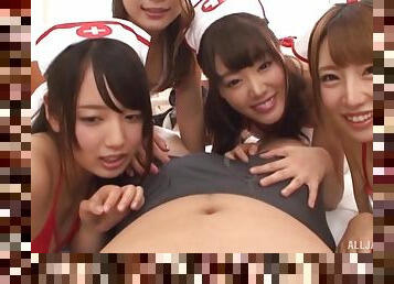 Japanese hotties team up to pleasure one lucky dude in POV video