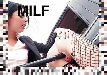 Suited Police Girl Fucks Bad Latina MILF By Her Baton