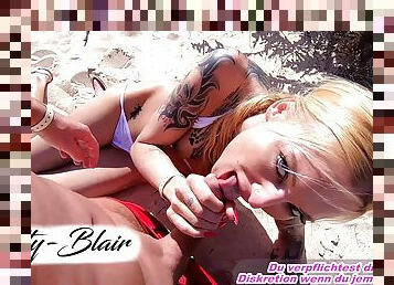 dilettant, blasen, junge, schwer, deutsch, paar, strand, gesichtspunkt, blondine, tattoo