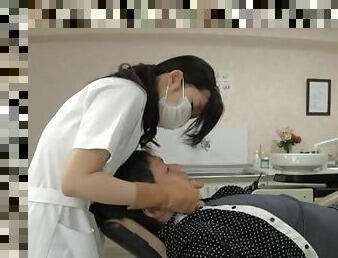 Japanese dentist takes off her uniform to ride a lucky client