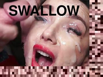 Lady Gang swallows 42 huge mouthful cumshots