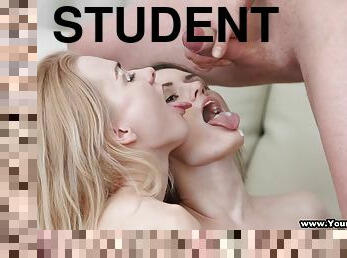 Young Sex Parties - Cute art students share cock