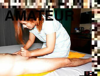 Real amateur Thai MILF massage with deepthroat blowjob porn