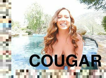 Handsome cougar Maddy loves swimming naked and plays in the pool