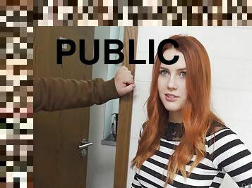 Hunter fucks gorgeous redhead in the public restroom