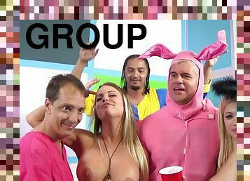 Wild group sex party with cock hungry Britney Amber and Bibi Noel