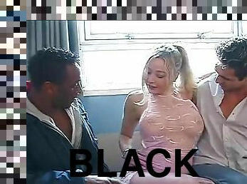 Black guy and his mate fuck a blonde whore up the ass