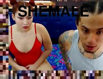 Shemale sucking by her boyfriend on cam sexy shemales wanking there cock on cam.