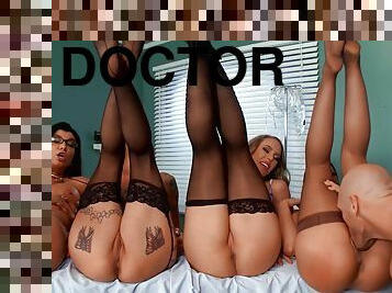 Dirty doctors team up to pleasure massive dick of a patient