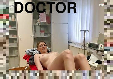 Doctor fucks busty blonde patient during check-up