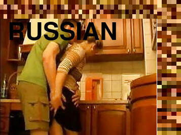 Guy fucks Russian stepmom In the kitchen