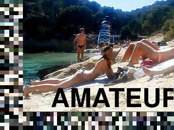 amateur, ados, cam, plage, voyeur, bikini, espagnol, caché, réalité