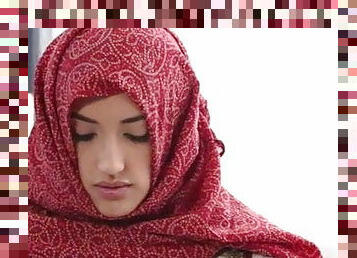 Arab teen in hijab came to massage