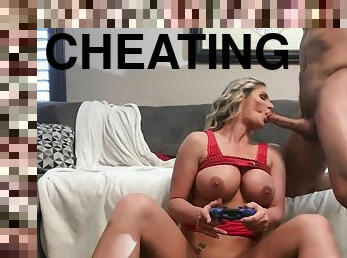 Spy camera in the living room records cheating wife Phoenix Marie