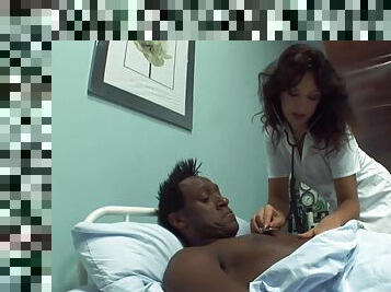 Interracial anal fucking between a black patient and nurse Olivia II