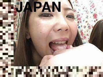 Japanese CFNM harem blowjobs by neighborhood wives