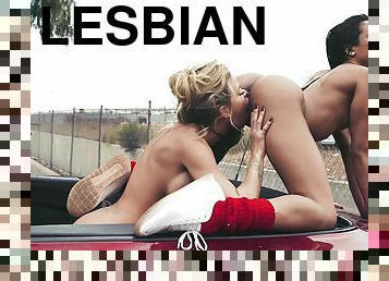 Interracial lesbian sex in oudoors with Jessa Rhodes and Kira Noir