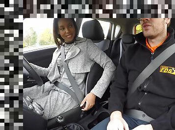 Ebony pornstars get fucked by a fake taxi driver and instructor