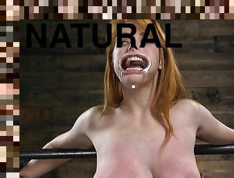 Natural big-breasted redhead whipped in metal stock
