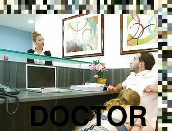 Lucky guy bangs his blonde doctor Lena Paul behind her desk