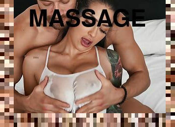 Erotic back massage ends with pussy pounding for Katrina Jade