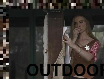 Outdoor fucking between a cowboy and sheriff Lana Sharapova. HD