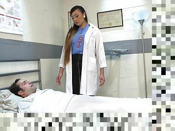 Nurse tranny Venus Lux fucks her patient in the hospital wildly