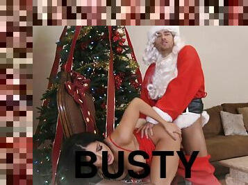 Christmas fuck with busty Latina pornstar Nikki Capone and a big dick