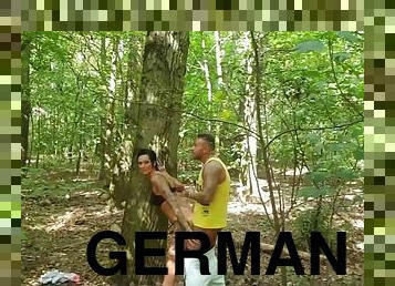 German amateur public caught threesome sex