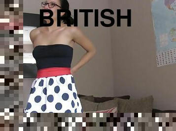 British slut Diore Rreali with glasses fucked during the casting