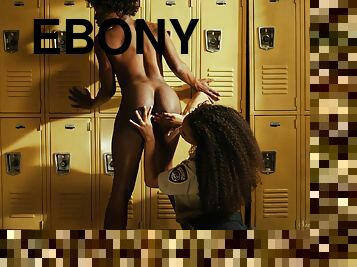 Ebony babes having sex in the lockerrom - Ana Foxxx and Demi Sutra