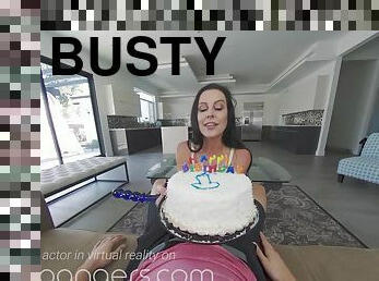 Birthday cake and busty neoghbor MILF