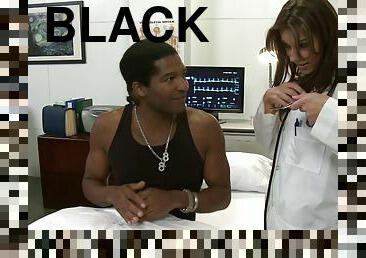 Black stud gets his monster dick sucked by slutty nurse Chayse Evans