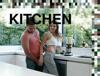 The kitchen is the best fuck place for amazing chick Kyle Mason