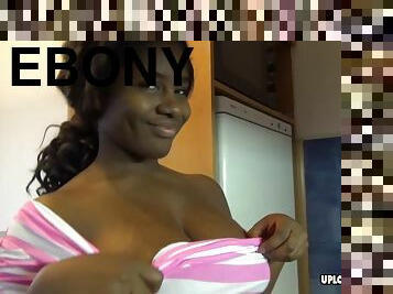 Incredible ebony loves to shove fingers inside of her pussy