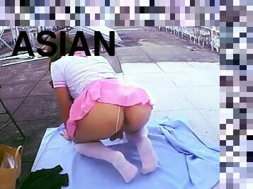 Hot hilarious asian cd public fun in the yard