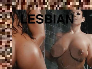 lesbian pussy licking in the shower is fabulous with Angela White