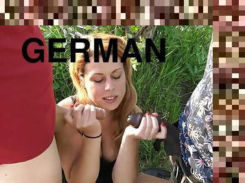 german normal girl outdoor threesome mmf