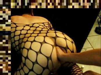 My new mistress, Monica, demands me to wear my fishnet outfit.