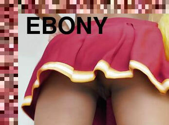 Ebony cheerleader slut Sarah Banks gets a huge cumshot in mouth