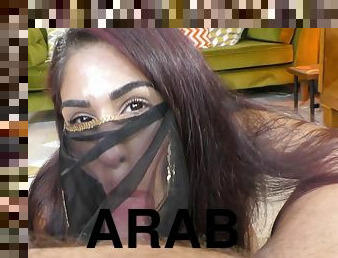 Arabian MILF Sahara Knite sucks cock POV and gets cum on face