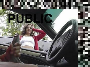 Hot Teen Gives Me Hand Job in Public Lot after She Sees My BBC