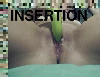 A hot video of me masturbating with a long 9 inch banana deep in my tight virgin pussy.